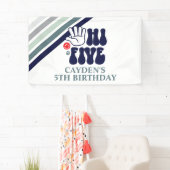 Hi Five Retro Strepen verjaardag Spandoek (Insitu)