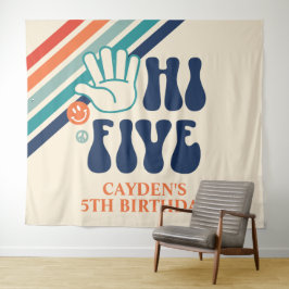 Hi Five Retro Strepen verjaardag Tapijt Wandkleed