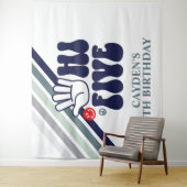 Hi Five Retro Strepen verjaardags Tapijt Wandkleed (In situ)