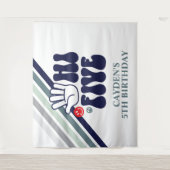 Hi Five Retro Strepen verjaardags Tapijt Wandkleed (Voorkant)