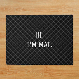 Hi Funny Humor Modern Black Checkered Entrance Deurmat