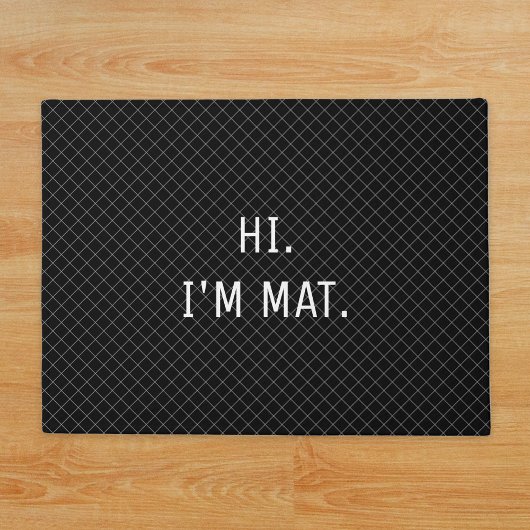 Hi Funny Humor Modern Black Checkered Entrance Deurmat