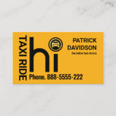 HI Geel Taxi Auto Driver Visitekaartje (Voorkant)