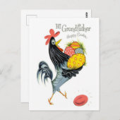 Hi Grandfather Happy Easter Retro Rooster en Eggs Briefkaart (Voorkant / Achterkant)