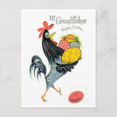 Hi Grandfather Happy Easter Retro Rooster en Eggs Briefkaart (Voorkant)
