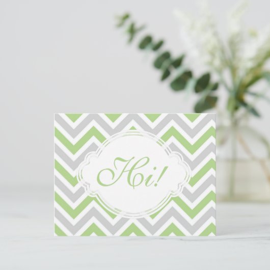 Hi Green Grey Fun Zig Zag Pastel Custom Briefkaart (Staand voorkant)
