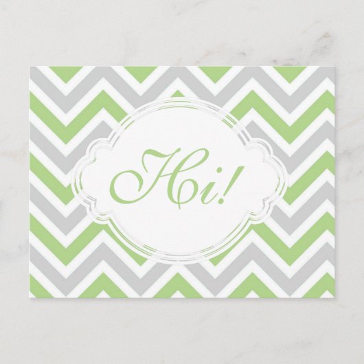 Hi Green Grey Fun Zig Zag Pastel Custom Briefkaart (Voorkant)
