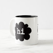 Hi Hallo (Hi Hallo Greetings) Tweekleurige Koffiemok (Voorkant links)