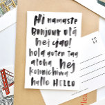 Hi Hallo Multilingual World International Language Briefkaart<br><div class="desc">Zeg hallo in verschillende talen met dit meertalige briefkaart met waterverf handschrift.</div>