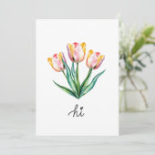 Hi — Handgeschreven Waterverf Tulp Wenskaart (Staand voorkant)