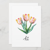 Hi — Handgeschreven Waterverf Tulp Wenskaart (Voorkant / Achterkant)