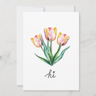 Hi — Handgeschreven Waterverf Tulp Wenskaart