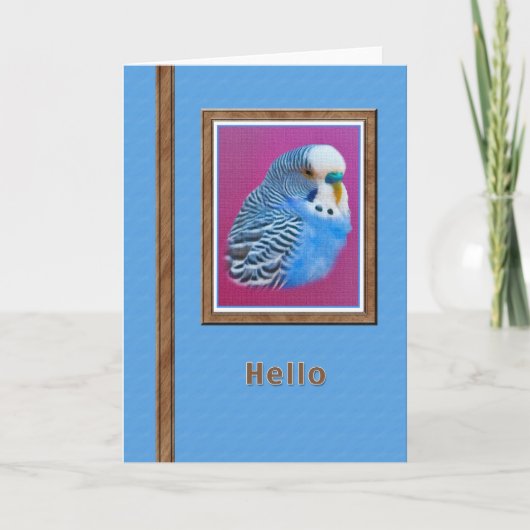Hi/Hello Kaart met Blauwe Parkiet (Voorkant)