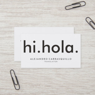 hi hola Bilingual Modern Bold White Visitekaartje
