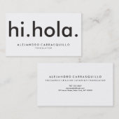 hi hola Bilingual Modern Bold White Visitekaartje (Voorkant / Achterkant)