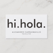 hi hola Bilingual Modern Bold White Visitekaartje (Voorkant)