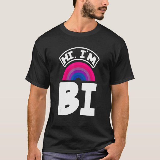 Hi I'm Bi Funny Bi Pride Flag Bisexual T-shirt (Voorkant)