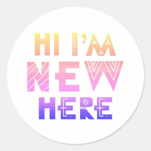 HI IM NEW HIER BABY RONDE STICKER (Voorkant)