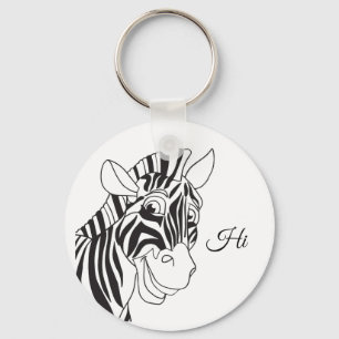 "Hi" Met een liefdevol Zebra-zwart-wit-trendy Sleutelhanger