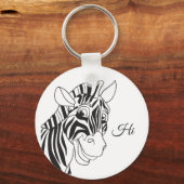 "Hi" Met een liefdevol Zebra-zwart-wit-trendy Sleutelhanger (Voorkant)