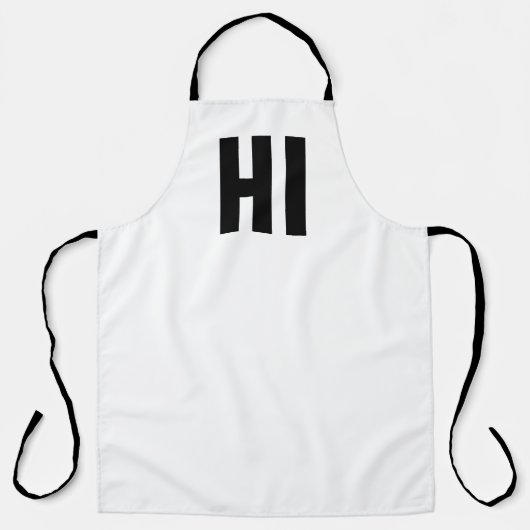 'HI' Modern minimalist zwart-wit Schort (Voorkant)
