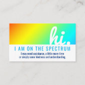 hi ON THE AUTISM SPECTRUM medisch dossier Visitekaartje (Voorkant)