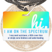 hi ON THE AUTISM SPECTRUM medische id pvc badge