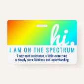 hi ON THE AUTISM SPECTRUM medische id pvc badge (Voorkant)