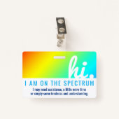 hi ON THE AUTISM SPECTRUM medische id pvc badge (Voorkant met clip)