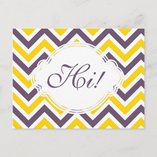 Hi Paars Gellow Fun Classic Zig Zag Custom Briefkaart (Voorkant)