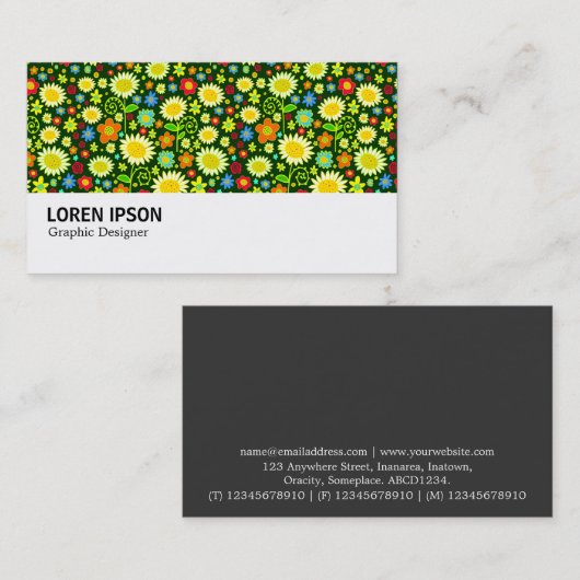 Hi-Phi - 0115 - Spring Flowers - DK Green Visitekaartje (Voorkant / Achterkant)