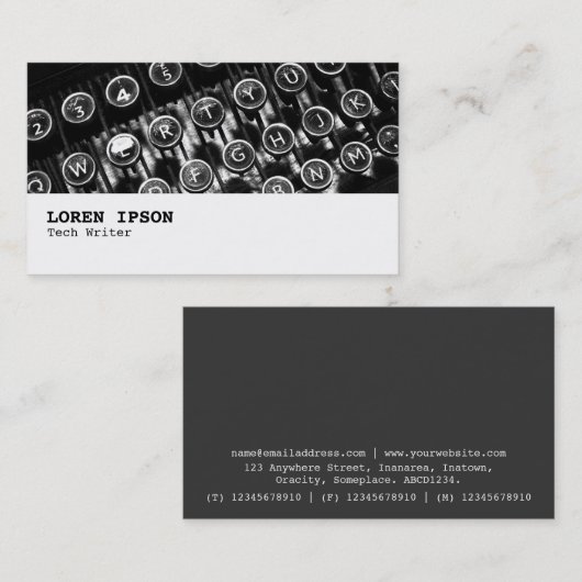 Hi-Phi - 0256 - Oude schrijfmachine Visitekaartje (Voorkant / Achterkant)