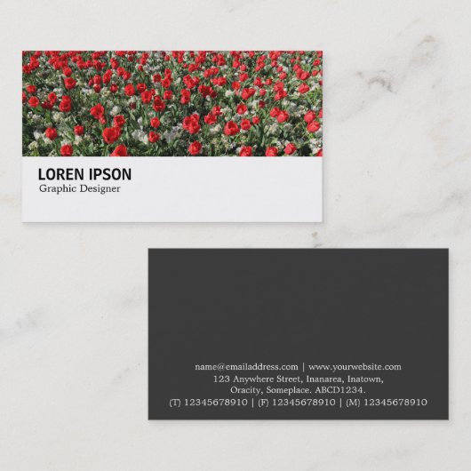 Hi-Phi - 0292 - Red Tulips and Primroses Visitekaartje (Voorkant / Achterkant)