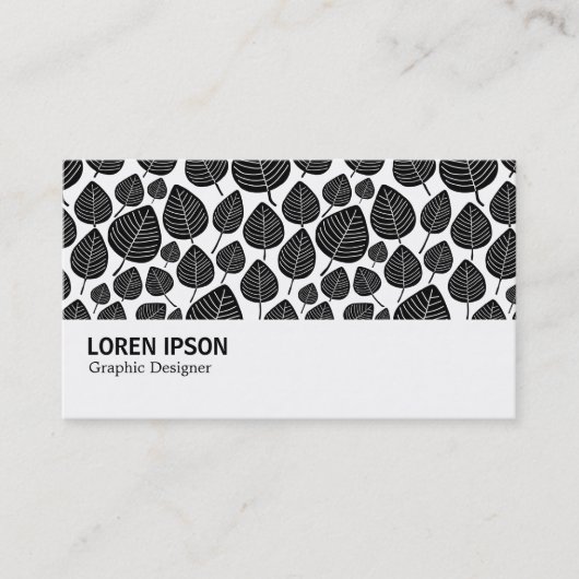 Hi-Phi - 0377 - Bladeren - Zwart op wit Visitekaartje (Voorkant)