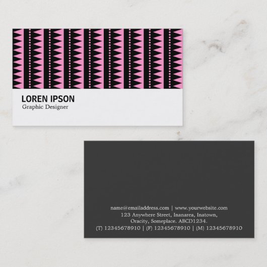 Hi-Phi - 0414 - Aztec Style Pattern - Roze Visitekaartje (Voorkant / Achterkant)