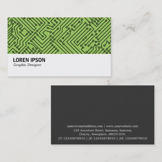 Hi-Phi - 0415 - Circuitry - Black on Green 9cd5f Visitekaartje (Voorkant / Achterkant)
