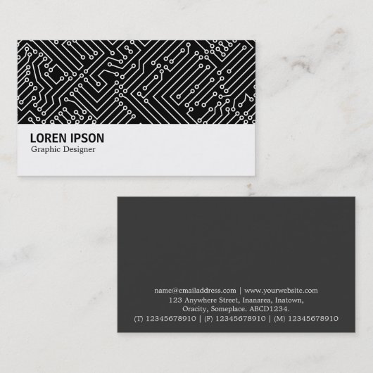 Hi-Phi - 0416 - Circuitry - White on Black Visitekaartje (Voorkant / Achterkant)