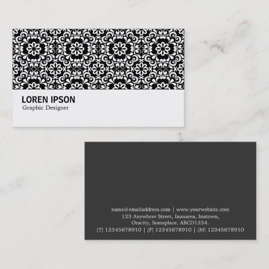 Hi-Phi - 060 - Damask B&W Visitekaartje (Voorkant / Achterkant)