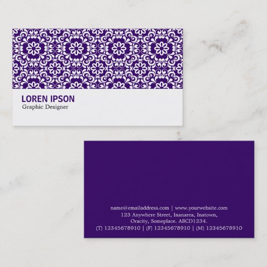 Hi-Phi - 062 - Damask Deep Paars Visitekaartje (Voorkant / Achterkant)