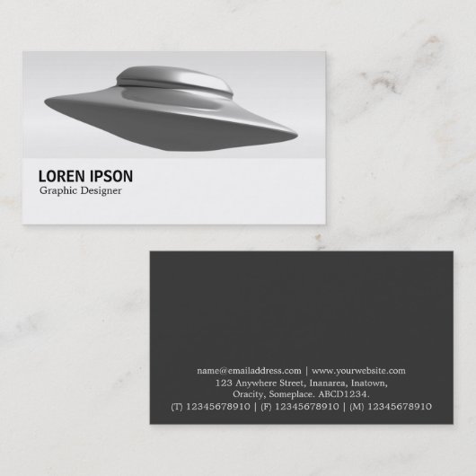 Hi-Phi - 073 - Flying Saucer B&W Visitekaartje (Voorkant / Achterkant)