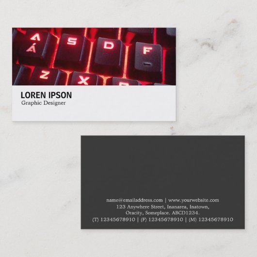 Hi-Phi - Ggloeiend toetsenbord Visitekaartje (Voorkant / Achterkant)