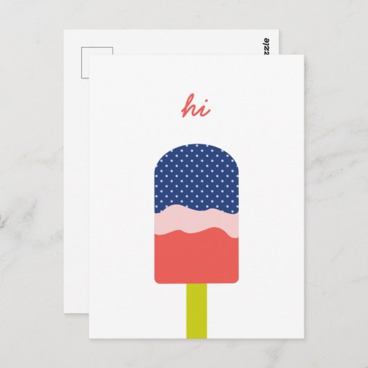 Hi Popsicle in Blue Coral Fun gepersonaliseerd scr Briefkaart (Voorkant / Achterkant)