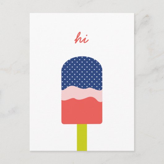 Hi Popsicle in Blue Coral Fun gepersonaliseerd scr Briefkaart (Voorkant)