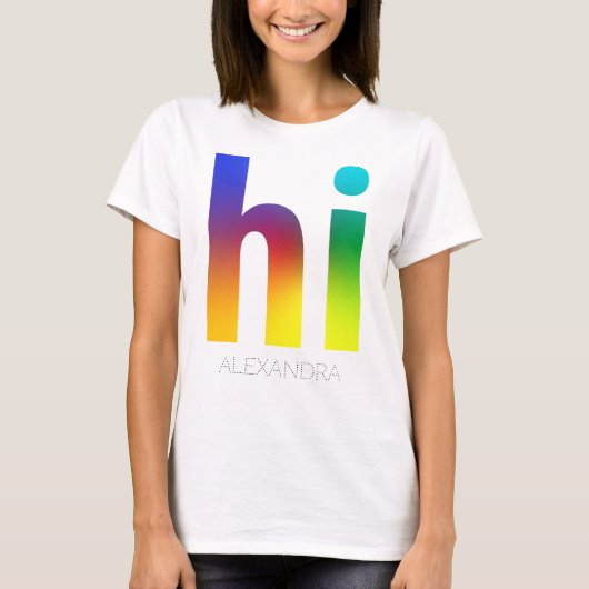 Hi Rainbow Gay LGBT Queer Trendy Name Gepersonalis T-shirt (Voorkant)