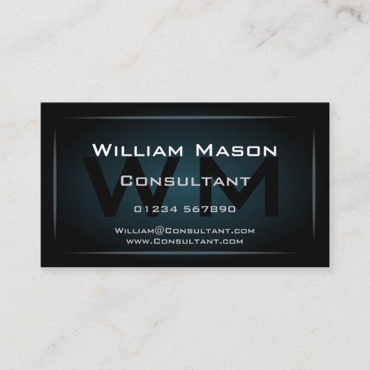 Hi-Res Blue Monogram Professional Visitekaartje (Voorkant)