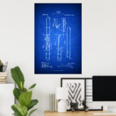 Hi res Trombone Patent art Blueprint style Poster (Thuiskantoor)