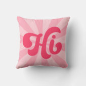 Hi retro roze of elke kleur sunburst kussen (Achterkant)