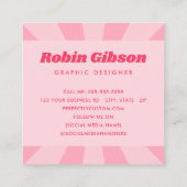 Hi retro roze of elke kleur sunburst vierkante visitekaartje (Achterkant)