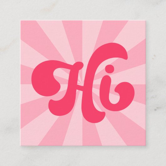 Hi retro roze of elke kleur sunburst vierkante visitekaartje (Voorkant)