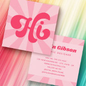 Hi retro roze of elke kleur sunburst vierkante visitekaartje